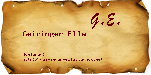 Geiringer Ella névjegykártya